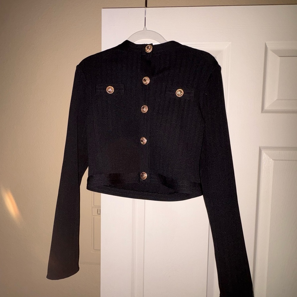 Black Long Sleeve Button-Up Cardigan